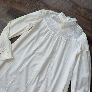 Sermoneta White 100% Cotton Victorian Edwardian Style Tea Gown Dress